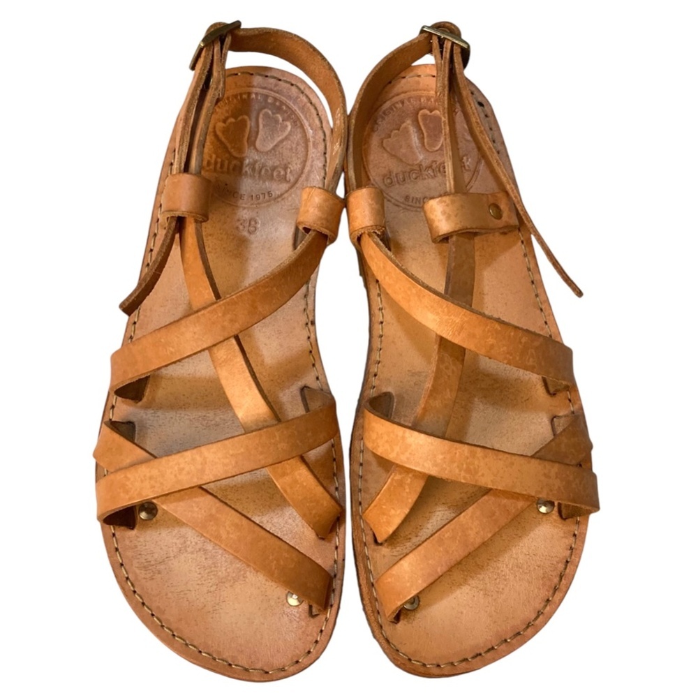 DUCKFEET Bornholm Leather Cross Strap Flat Sandals DENMARK